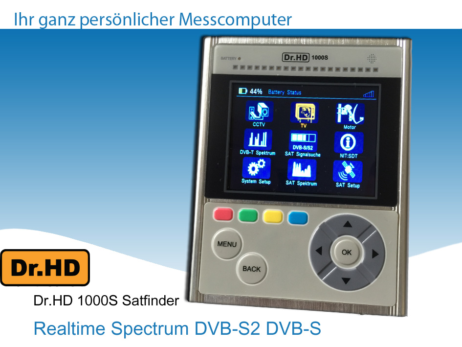 Profi Satfinder Dr. HD 1000s DVBS DVBS2 HD Sat Messgerät Spectrum